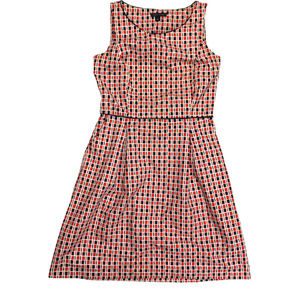 Tommy Hilfiger Dress Red White Blue Square Printed Sleeveless Women's 2 Pockets